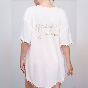 David's Bridal Kimono with Pom-Pom Trim